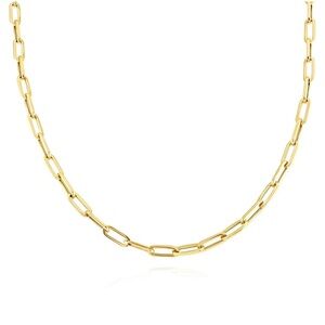 18K Gold Plated Steel Paperclip Chain Necklace.